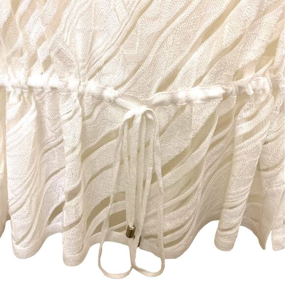 WHITE HOUSE BLACK MARKET Drawstring Waist White Sweater Blouse Top Size M - Picture 4 of 8